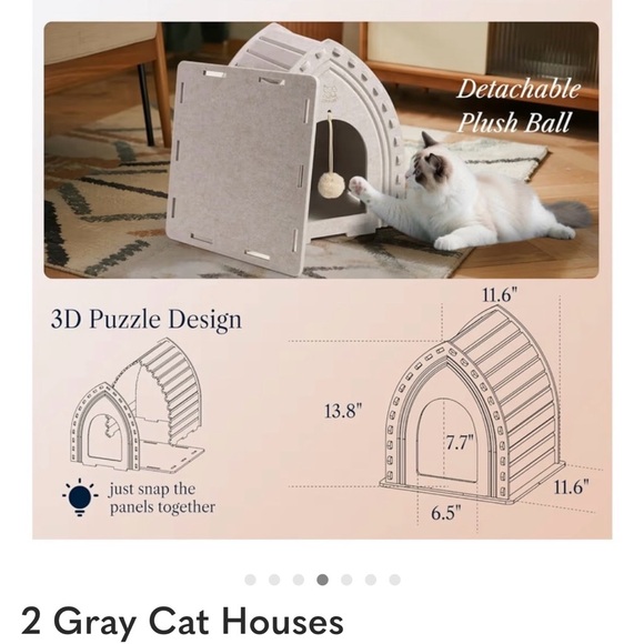 Festive Cat House with Santa Hat - Cream. 2 in 1 - Picture 8 of 10